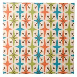 Modernes Muster der Sternexplosion Mitte des Jahrh Fliese