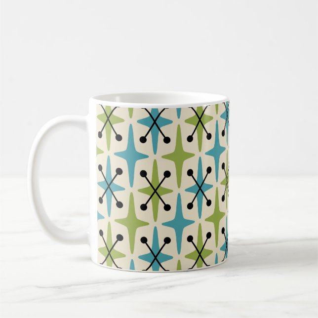 Modernes Muster der Sternexplosion Mitte des Jahrh Kaffeetasse (Links)