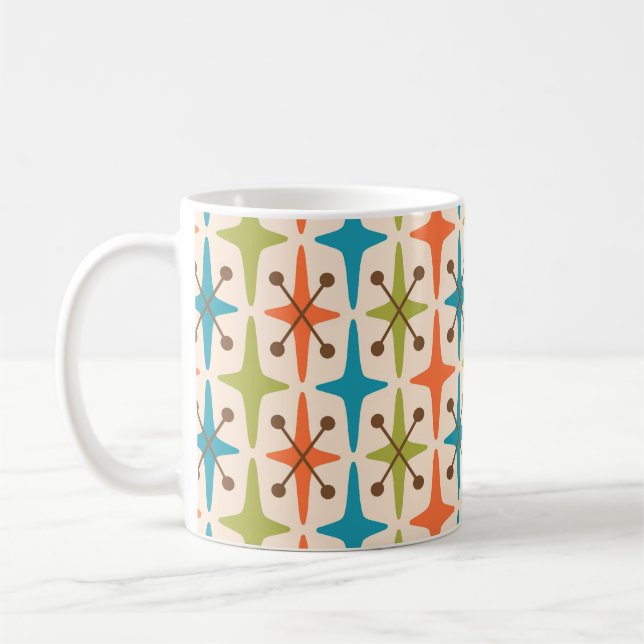 Modernes Muster der Sternexplosion Mitte des Jahrh Kaffeetasse (Links)