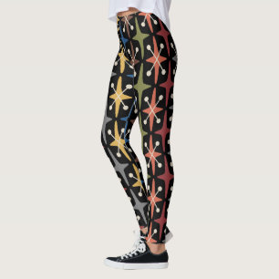 Modernes Muster der Sternexplosion Mitte des Jahrh Leggings