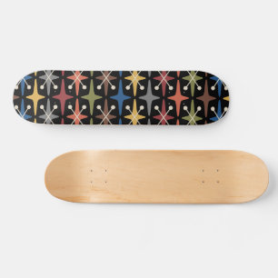Modernes Muster der Sternexplosion Mitte des Jahrh Skateboard