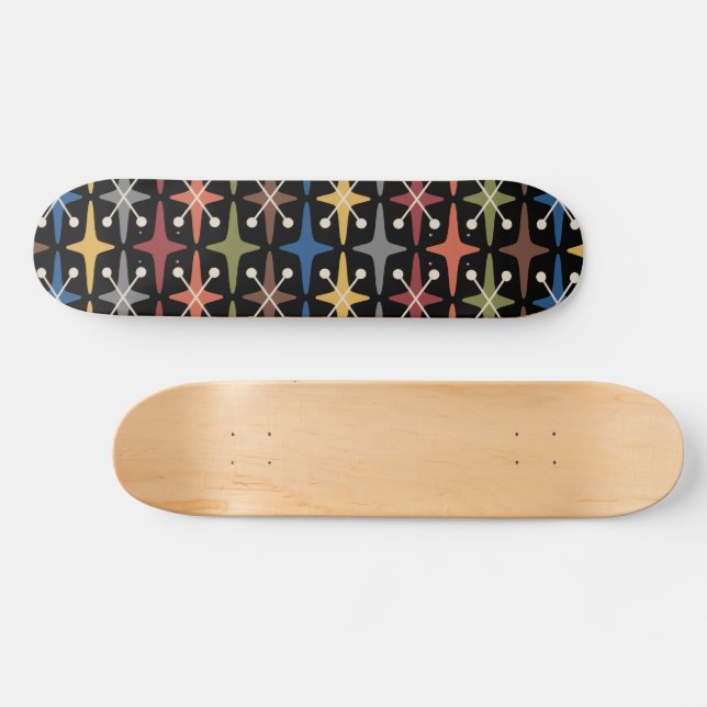Modernes Muster der Sternexplosion Mitte des Jahrh Skateboard (Horizontal)