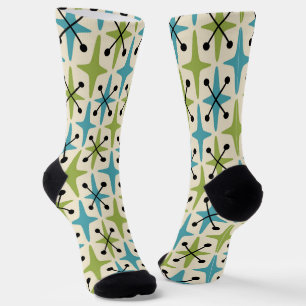Modernes Muster der Sternexplosion Mitte des Jahrh Socken