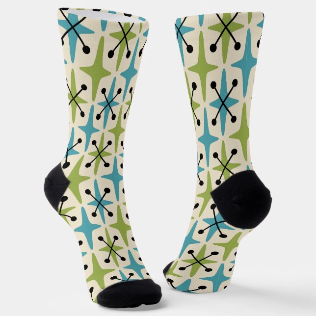 Modernes Muster der Sternexplosion Mitte des Jahrh Socken (Gewinkelt)