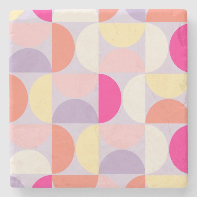 Modernes Muster - farbenfrohe Collage aus dem Mitt Steinuntersetzer (Vorderseite)