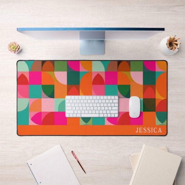 Modernes Muster - farbenfroher Retroname Schreibtischunterlage (Büro 1)