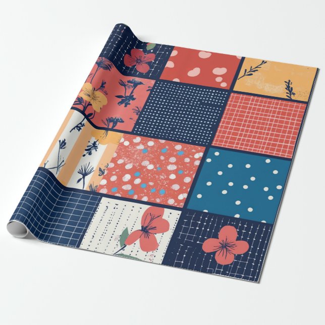 Modernes Muster für Blumengitter Geschenkpapier (Ungerollt)