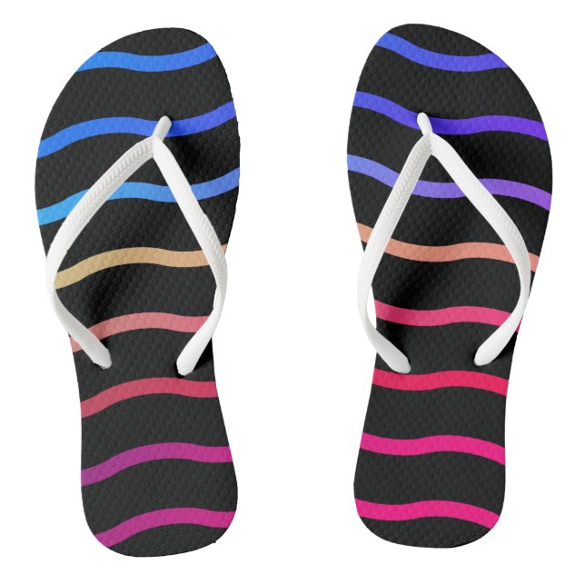 Modernes Muster für farbenfrohe Wave auf schwarzem Flip Flops (Fußbett)