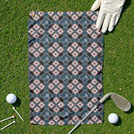 Modernes Muster für geometrische, florale Monogram Golfhandtuch