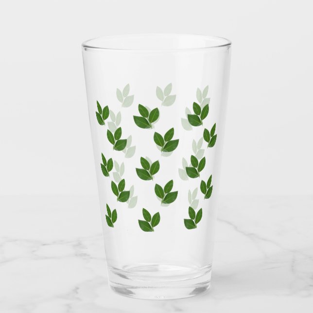Modernes Muster für Green Bay-Blätter Glas (Vorderseite)