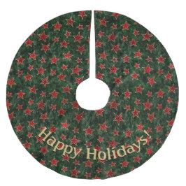 Modernes Muster für grüne rote Sterne - Persönlich Polyester Weihnachtsbaumdecke