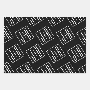 Modernes Muster für Hochzeitstile Schwarz und We Geschenkpapier Set