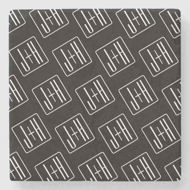Modernes Muster für Hochzeitstile | Schwarz und We Steinuntersetzer (Vorderseite)