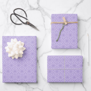 Modernes Muster für Lila geometrische Blume Geschenkpapier Set