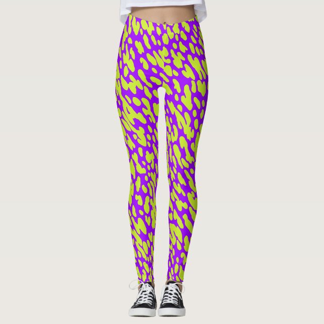 Modernes Muster für Lila und grüne Farbtöne Leggings (Vorderseite)