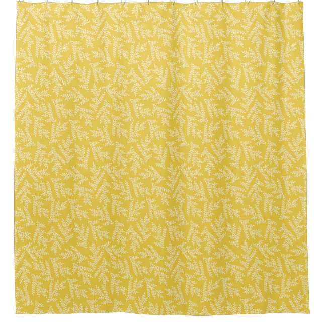 Modernes Muster für Mustard Yellow Floral-Blätter Duschvorhang (Vorderseite)