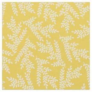 Modernes Muster für Mustard Yellow Floral-Blätter Stoff