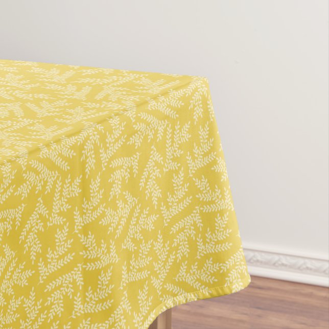 Modernes Muster für Mustard Yellow Floral-Blätter Tischdecke (Beispiel)
