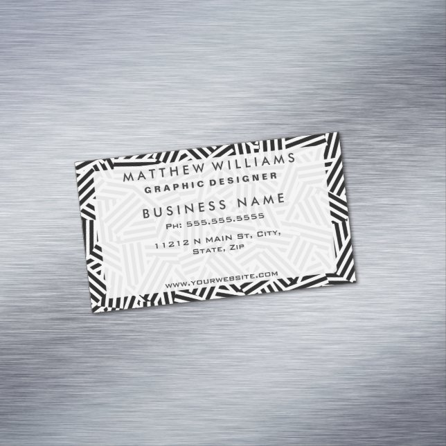 Modernes Muster für Schwarz-Weiß-Streifen Magnetische Visitenkarte (Beispiel)