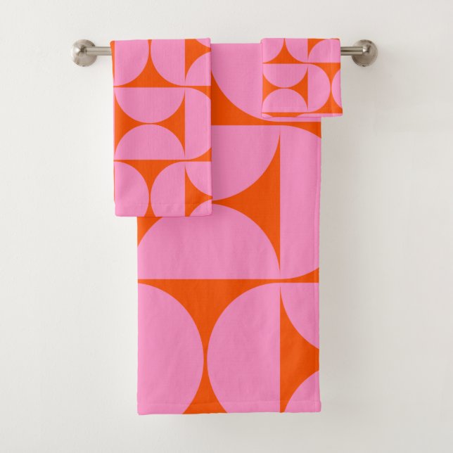 Modernes Muster in pink und orange Badhandtuch Set (Insitu)