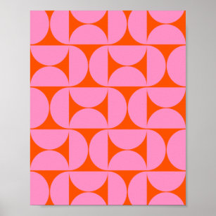Modernes Muster in pink und orange Poster
