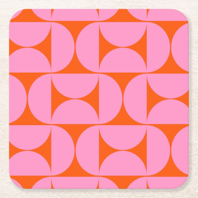 Modernes Muster in pink und orange Rechteckiger Pappuntersetzer (Vorderseite)