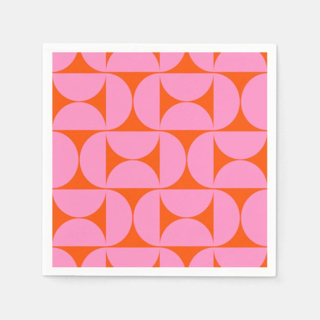 Modernes Muster in pink und orange Serviette (Vorderseite)