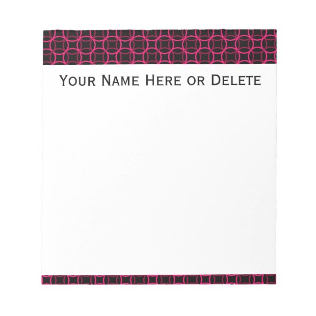 Modernes Muster in Rosa und Schwarz Notizblock (Vorderseite)
