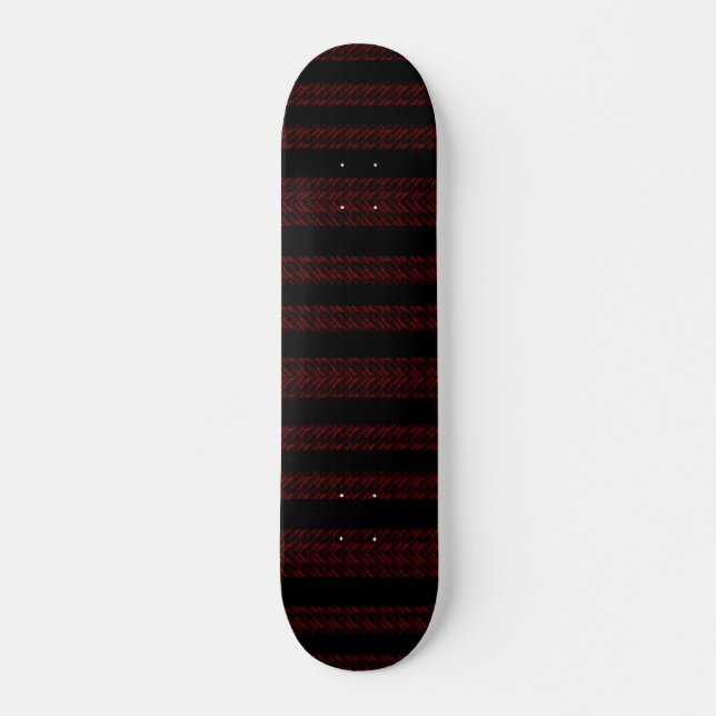 Modernes Muster in Rot und Schwarz Skateboard (Vorne)