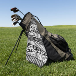 Modernes Muster in Schwarzweiß, personalisierbar Golfhandtuch
