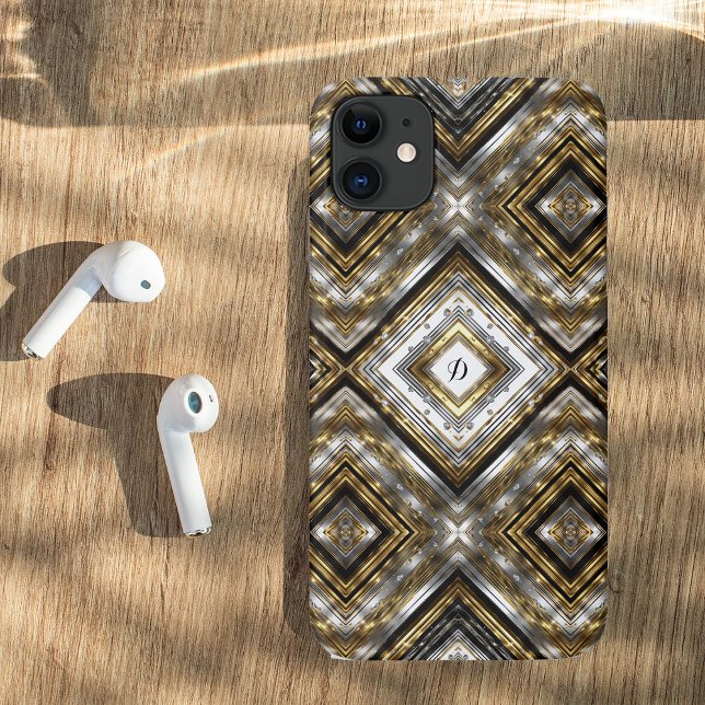 Modernes Muster in Silber, Gold und Schwarz, Monog Case-Mate iPhone Hülle (Von Creator hochgeladen)