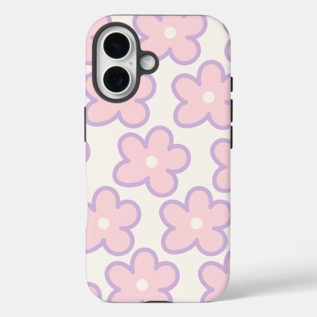 Modernes Muster iPhone Case | Rosa Ästhetik (Rückseite)