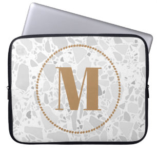 Modernes Muster Monogram Ihr Name Terrazzo Gold Laptopschutzhülle