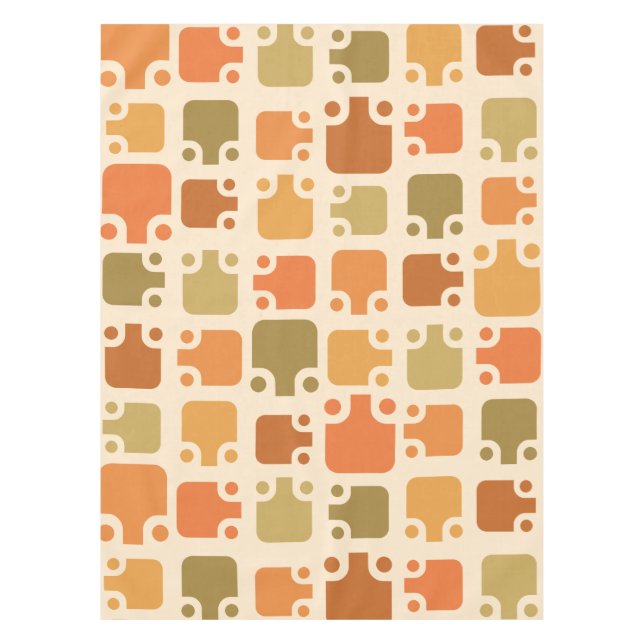 Modernes Muster Ochre Mitte des Jahrhunderts Tischdecke (Vorderseite)