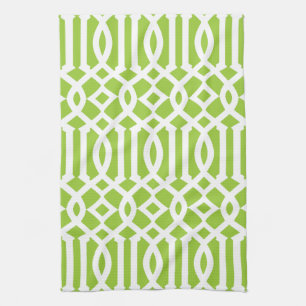 Modernes Muster von Apple Green und White Trellis Geschirrtuch