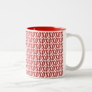 Modernes Muster XOXO Valentinstag Liebe Zweifarbige Tasse