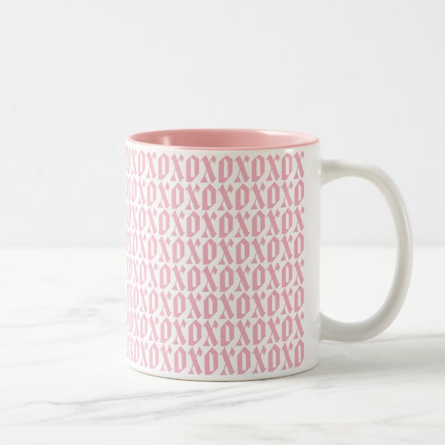 Modernes Muster XOXO Valentinstag Liebe Zweifarbige Tasse (Rechts)