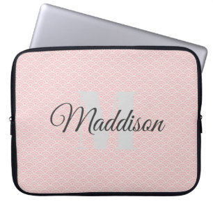 Modernes Mustermonogramm Ihr Name Rosa personalisi Laptopschutzhülle