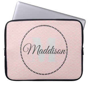 Modernes Mustermonogramm Ihr Name Rosa personalisi Laptopschutzhülle