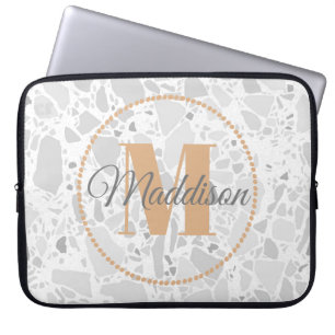 Modernes Mustermonogramm Ihr Name Terrazzo Laptopschutzhülle