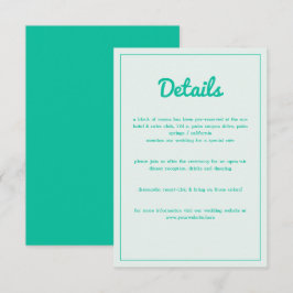Modernes, mutiges Emerald Mint Green Retro Vibes W Begleitkarte