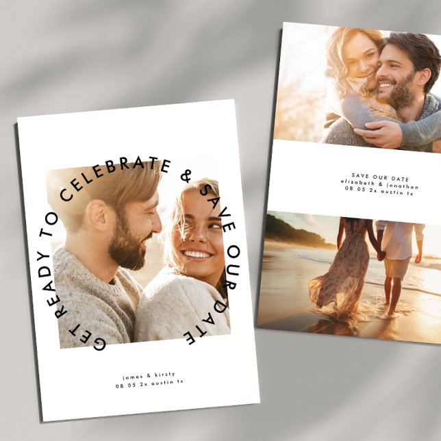 modernes, mutiges Foto "bereit zum Feiern" Save The Date (Von Creator hochgeladen)