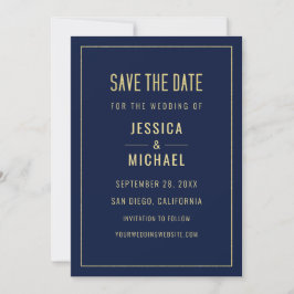 Modernes Naby Blue Elegante Einfache Minimalistisc Save The Date