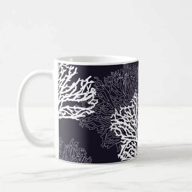 Modernes, nahtlos gezogenes Korallenmuster Vintag  Kaffeetasse (Links)