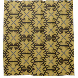 Modernes nahtloses Muster, goldene Farbe. Geometri Duschvorhang