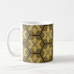 Modernes nahtloses Muster, goldene Farbe. Geometri Kaffeetasse