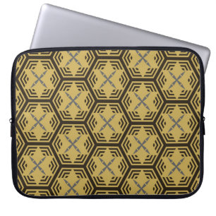 Modernes nahtloses Muster, goldene Farbe. Geometri Laptopschutzhülle