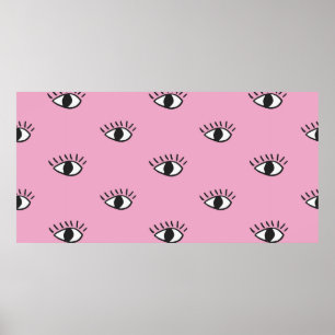 Modernes nahtloses Muster mit handgezogenen Augen  Poster