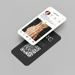 Modernes Nail Artist Instagram Schwarz-weiß Visitenkarte