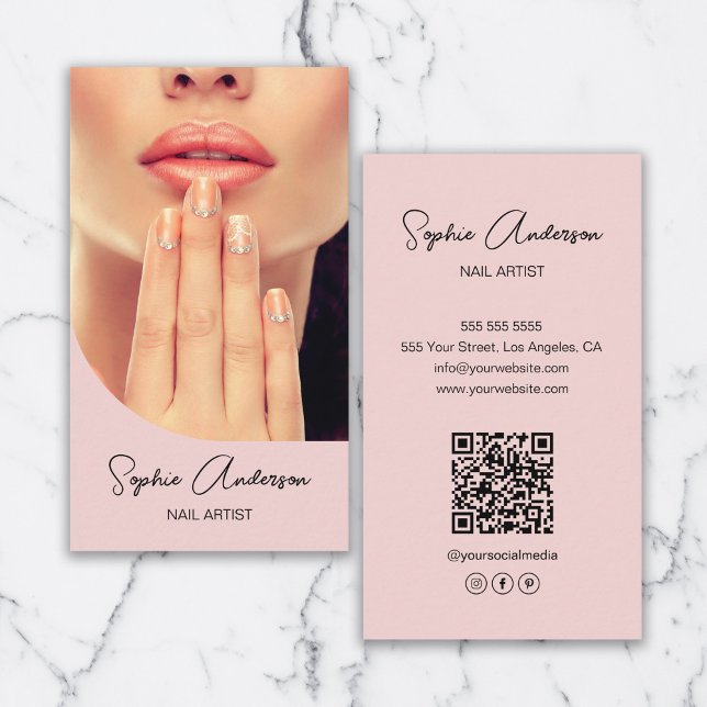 Modernes Nail Artist Pink Visitenkarte (Modern Nail Artist Pink Business Card)